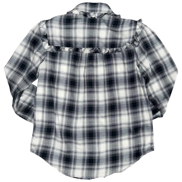 EUC Women's RALPH LAUREN Ruffle-Trimmed Plaid Shirt | Size M - Picture 7 of 11